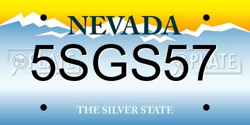 5SGS57 Nevada License Plate
