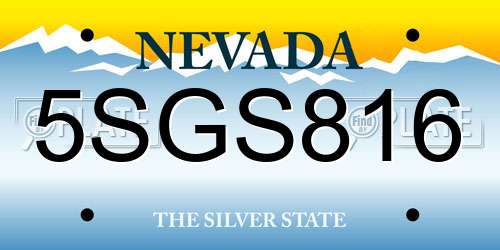 5SGS816 Nevada License Plate