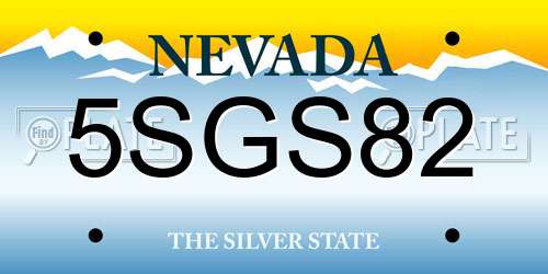 5SGS82 Nevada License Plate