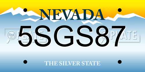 5SGS87 Nevada License Plate