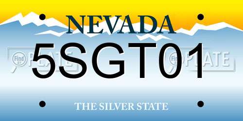 5SGT01 Nevada License Plate