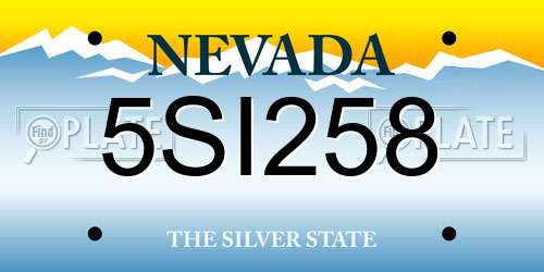 5SI258 Nevada License Plate