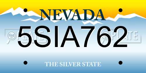 5SIA762 Nevada License Plate