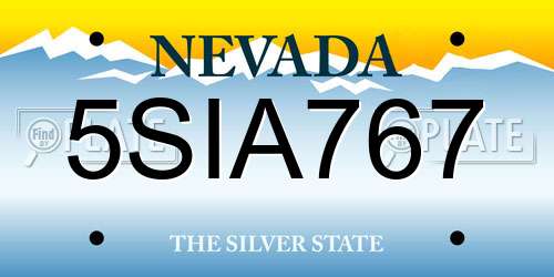 5SIA767 Nevada License Plate