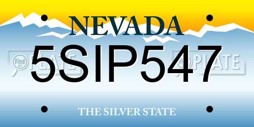 5SIP547 Nevada License Plate
