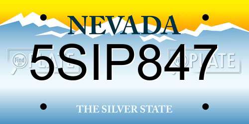 5SIP847 Nevada License Plate