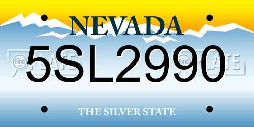 5SL2990 Nevada License Plate