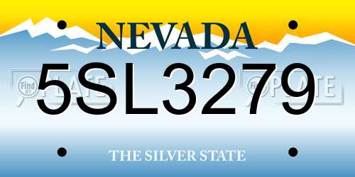 5SL3279 Nevada License Plate