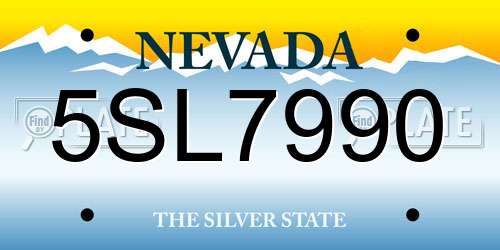 5SL7990 Nevada License Plate