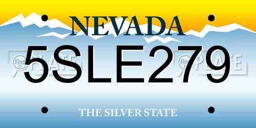 5SLE279 Nevada License Plate