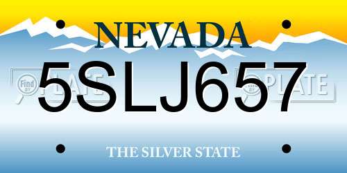 5SLJ657 Nevada License Plate