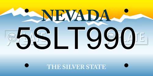 5SLT990 Nevada License Plate