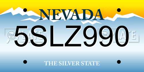 5SLZ990 Nevada License Plate