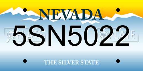 5SN5022 Nevada License Plate