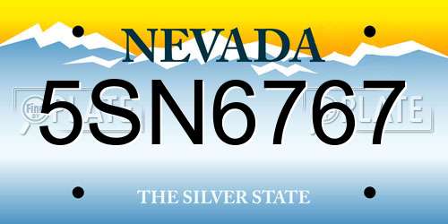 5SN6767 Nevada License Plate