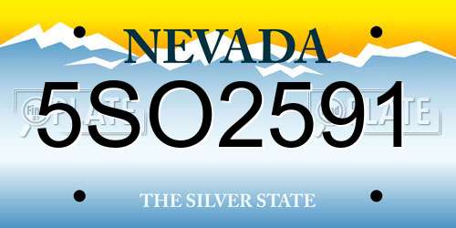 5SO2591 Nevada License Plate