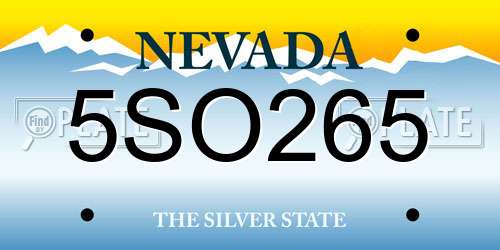 5SO265 Nevada License Plate