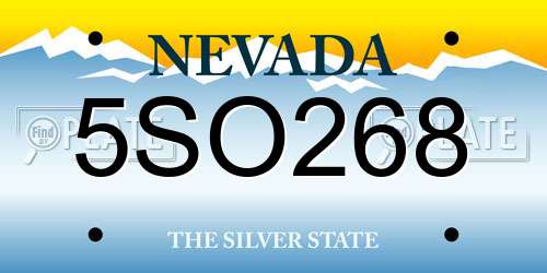 5SO268 Nevada License Plate