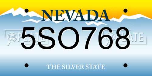 5SO768 Nevada License Plate