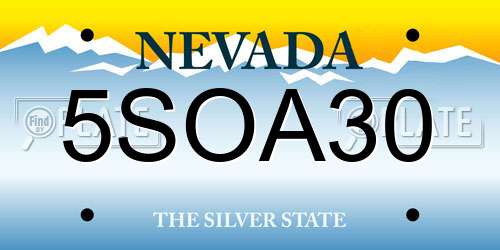 5SOA30 Nevada License Plate