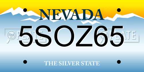 5SOZ65 Nevada License Plate