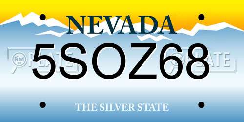 5SOZ68 Nevada License Plate