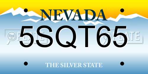 5SQT65 Nevada License Plate