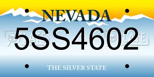 5SS4602 Nevada License Plate
