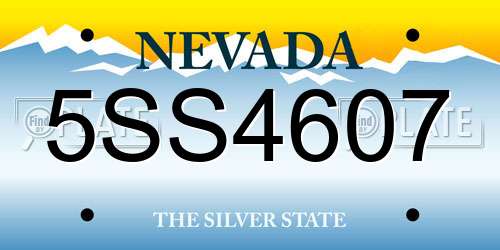 5SS4607 Nevada License Plate