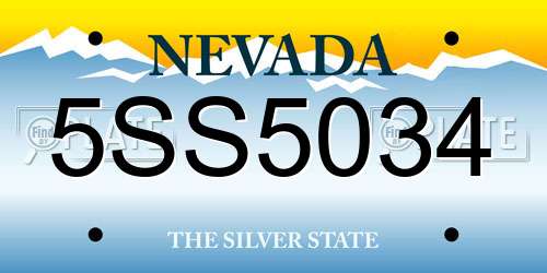 5SS5034 Nevada License Plate