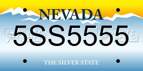 5SS5555 Nevada License Plate