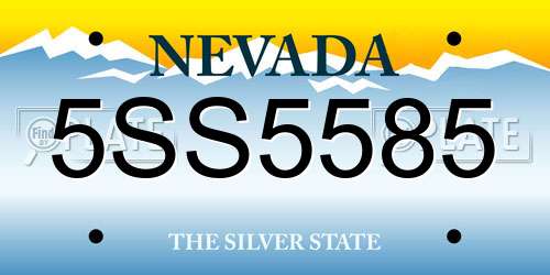 5SS5585 Nevada License Plate