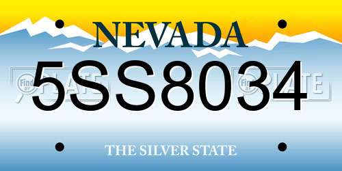 5SS8034 Nevada License Plate