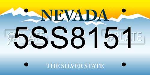 5SS8151 Nevada License Plate