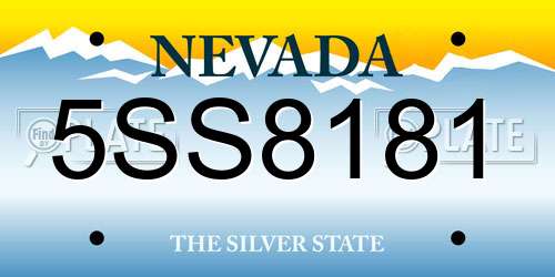 5SS8181 Nevada License Plate