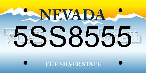 5SS8555 Nevada License Plate