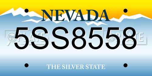5SS8558 Nevada License Plate