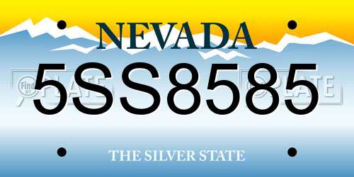 5SS8585 Nevada License Plate