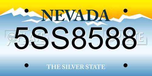 5SS8588 Nevada License Plate