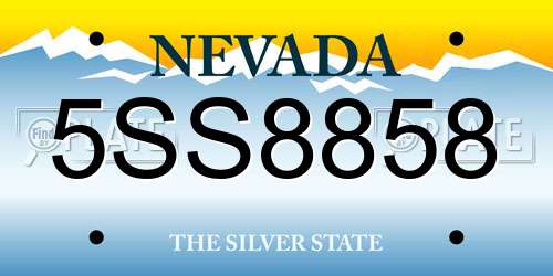 5SS8858 Nevada License Plate
