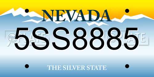 5SS8885 Nevada License Plate