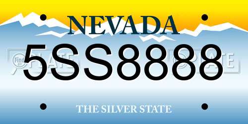 5SS8888 Nevada License Plate