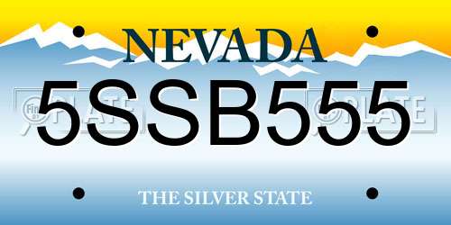 5SSB555 Nevada License Plate