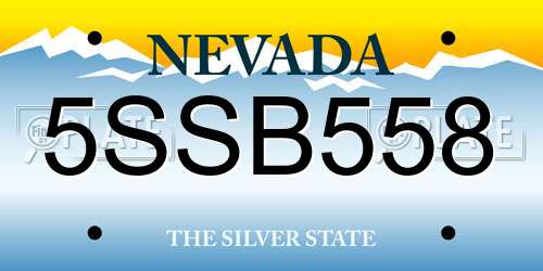 5SSB558 Nevada License Plate