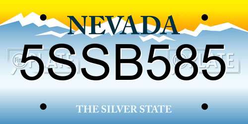 5SSB585 Nevada License Plate