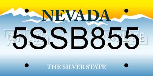 5SSB855 Nevada License Plate