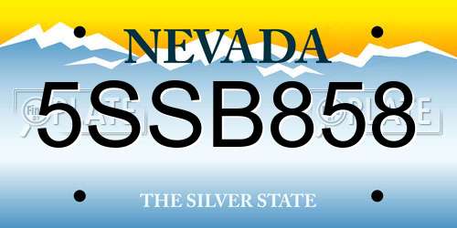 5SSB858 Nevada License Plate
