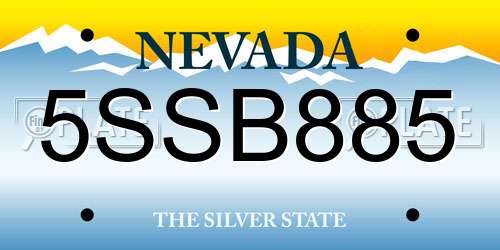 5SSB885 Nevada License Plate
