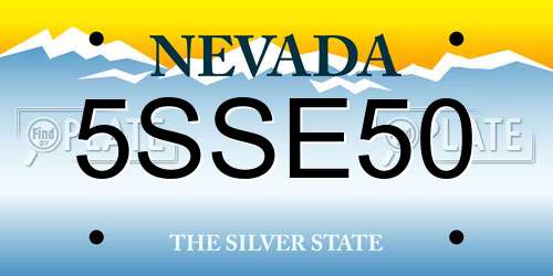 5SSE50 Nevada License Plate