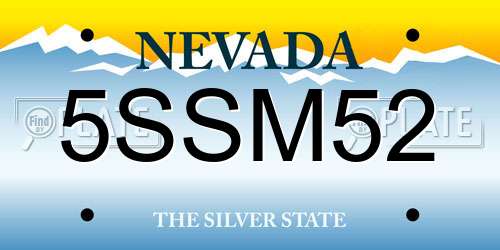5SSM52 Nevada License Plate